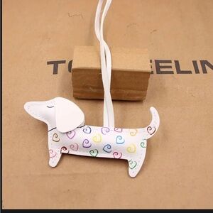 PURSE CHARM Dachshund w/ swirls bag/keychain/backpack accessory NWT